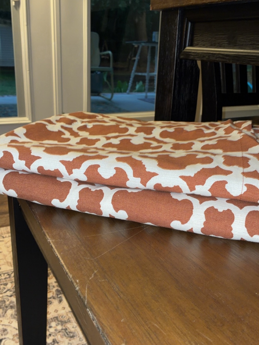 Rust Earth Tone & White Curtains (Threshold) 54”w x 95” L